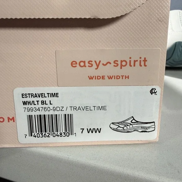 Easy Spirit Traveltime Womens White Leather Mesh Walking Clog Mule Shoes 7WW - Picture 9 of 11